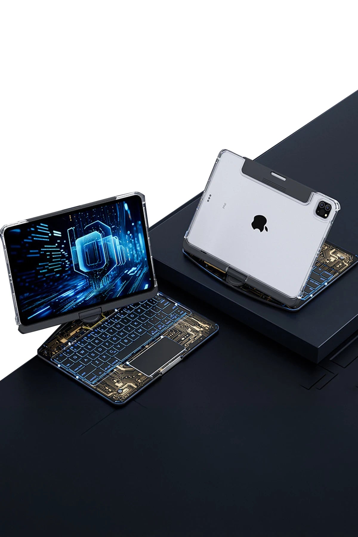 nebaktın Apple JP11 iPad Pro 11 (2022) Kılıf Vales Dönen Ledli Klavyeli Tablet Kılıfı - Siyah 3