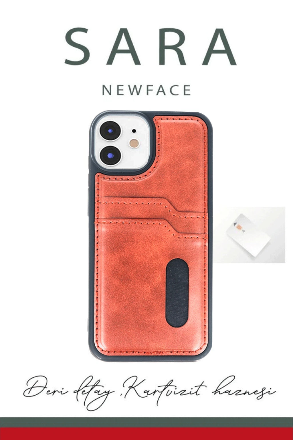 nebaktın Apple iPhone 11 Kılıf Sara Kartvizitli Deri Kılıf - Lacivert 3