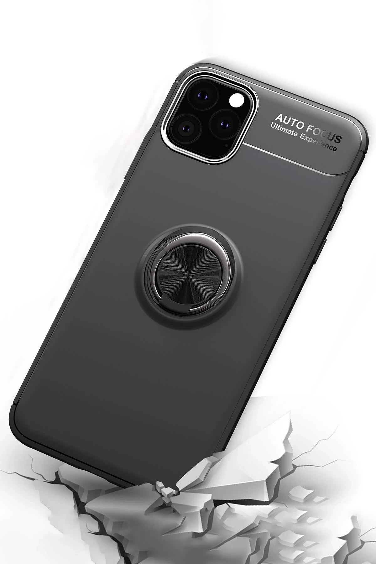 nebaktın Apple iPhone 11 Pro Kılıf Range Yüzüklü Silikon - Siyah-Mavi 3