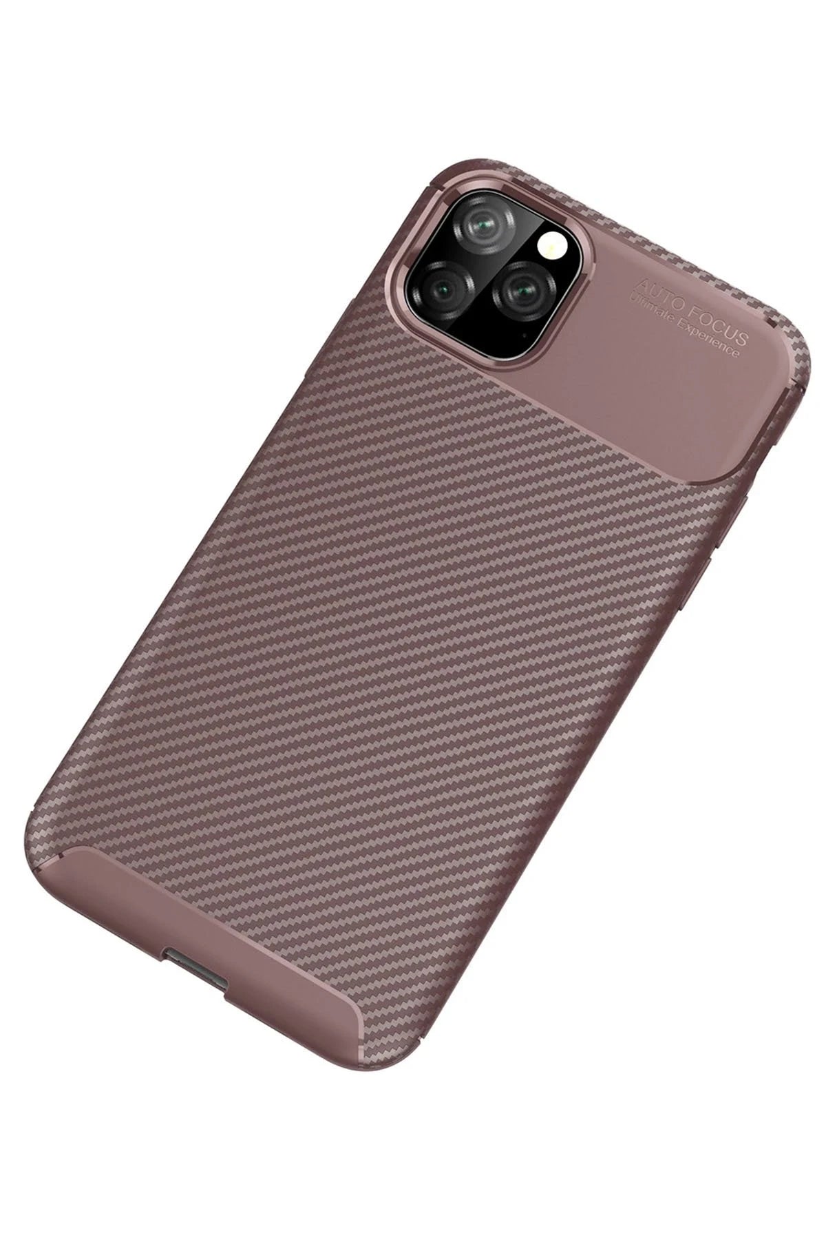nebaktın Apple iPhone 11 Pro Max Kılıf Auto Focus Karbon Kapak - Kahverengi 2
