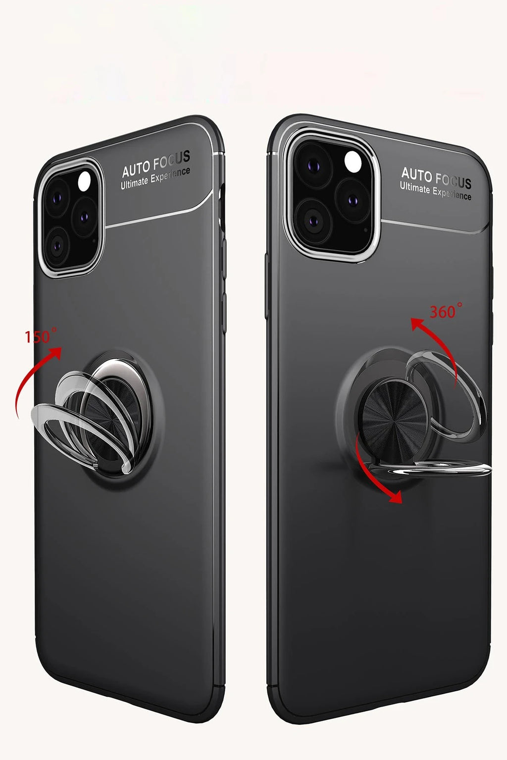 nebaktın Apple iPhone 11 Pro Max Kılıf Range Yüzüklü Silikon - Siyah-Gold 2