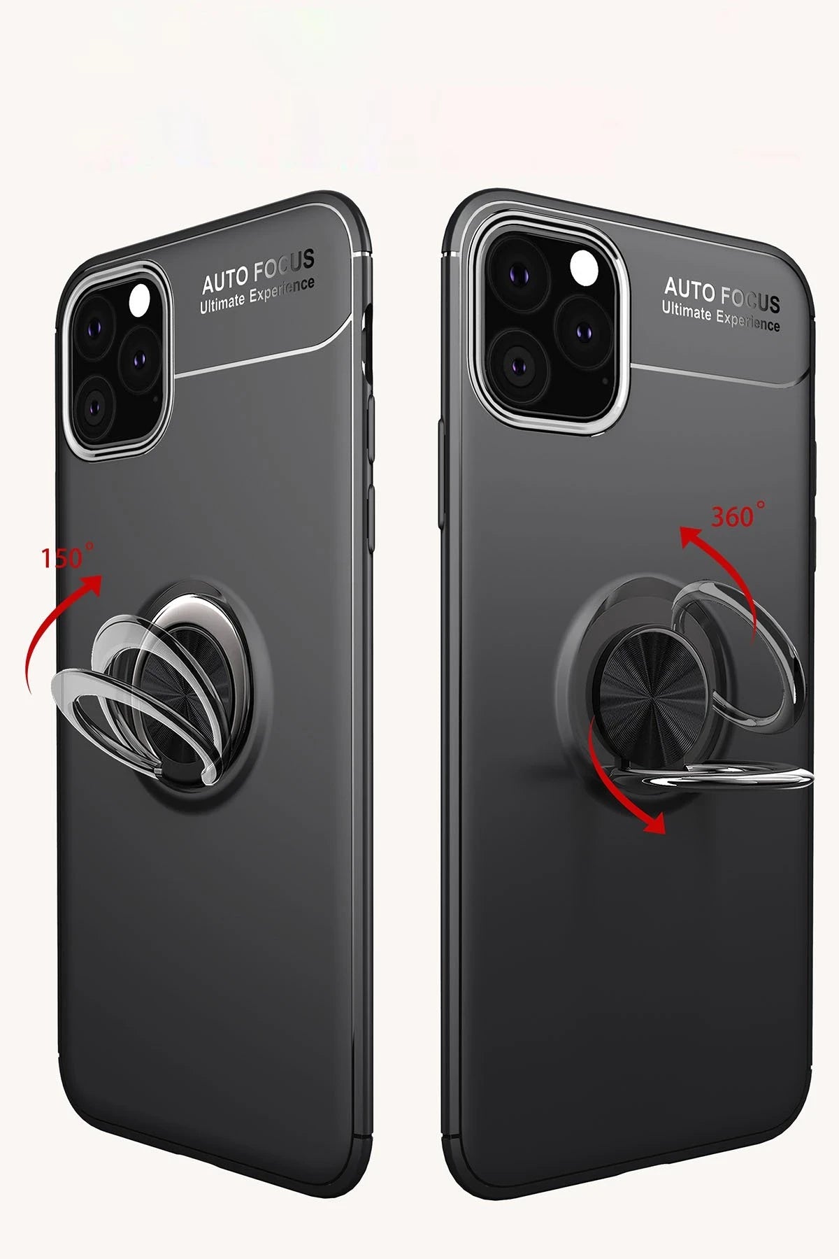 nebaktın Apple iPhone 11 Pro Max Kılıf Range Yüzüklü Silikon - Siyah-Gold 2