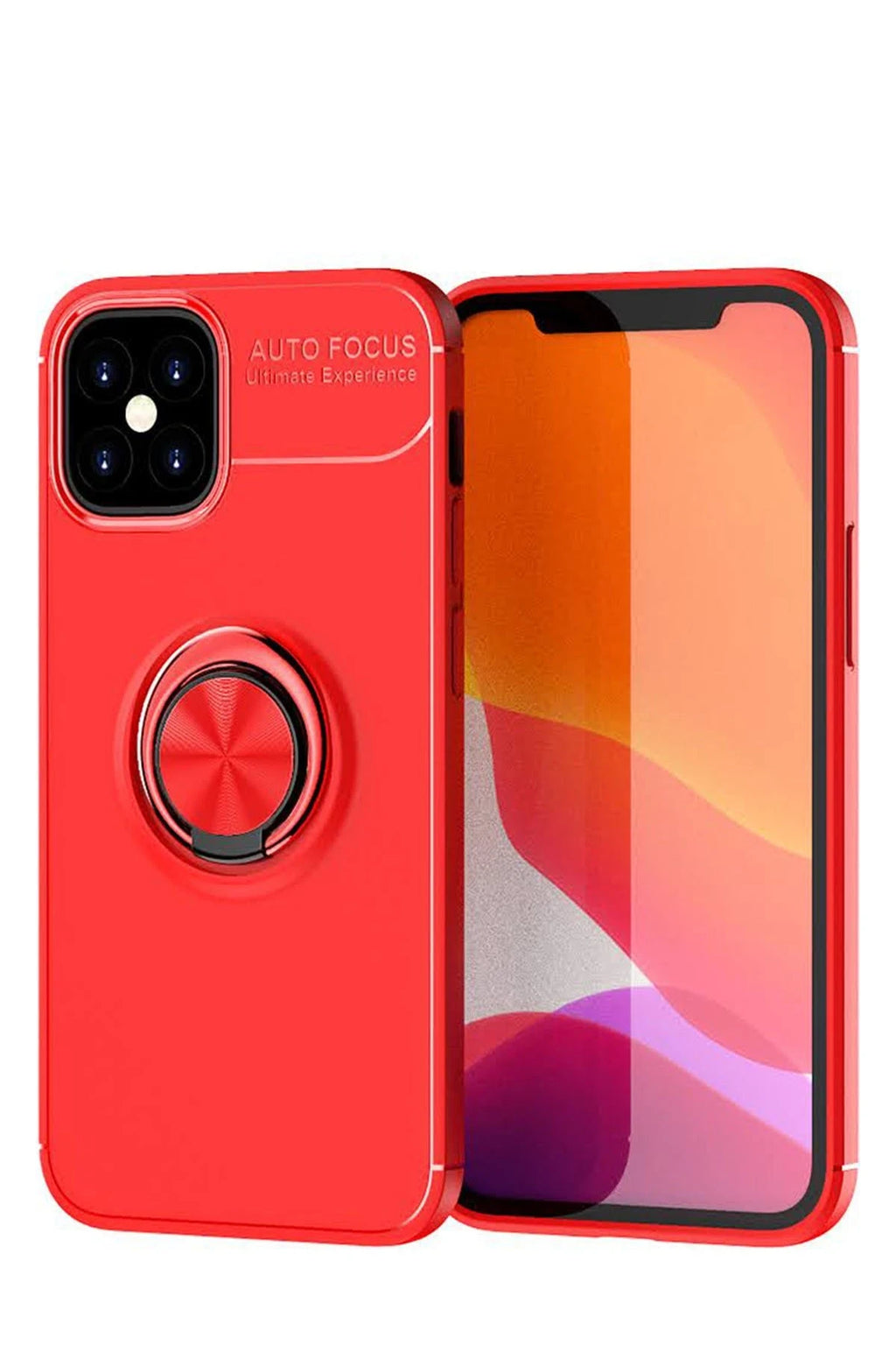 nebaktın Apple iPhone 12 Mini Kılıf Range Yüzüklü Silikon - Kırmızı 1