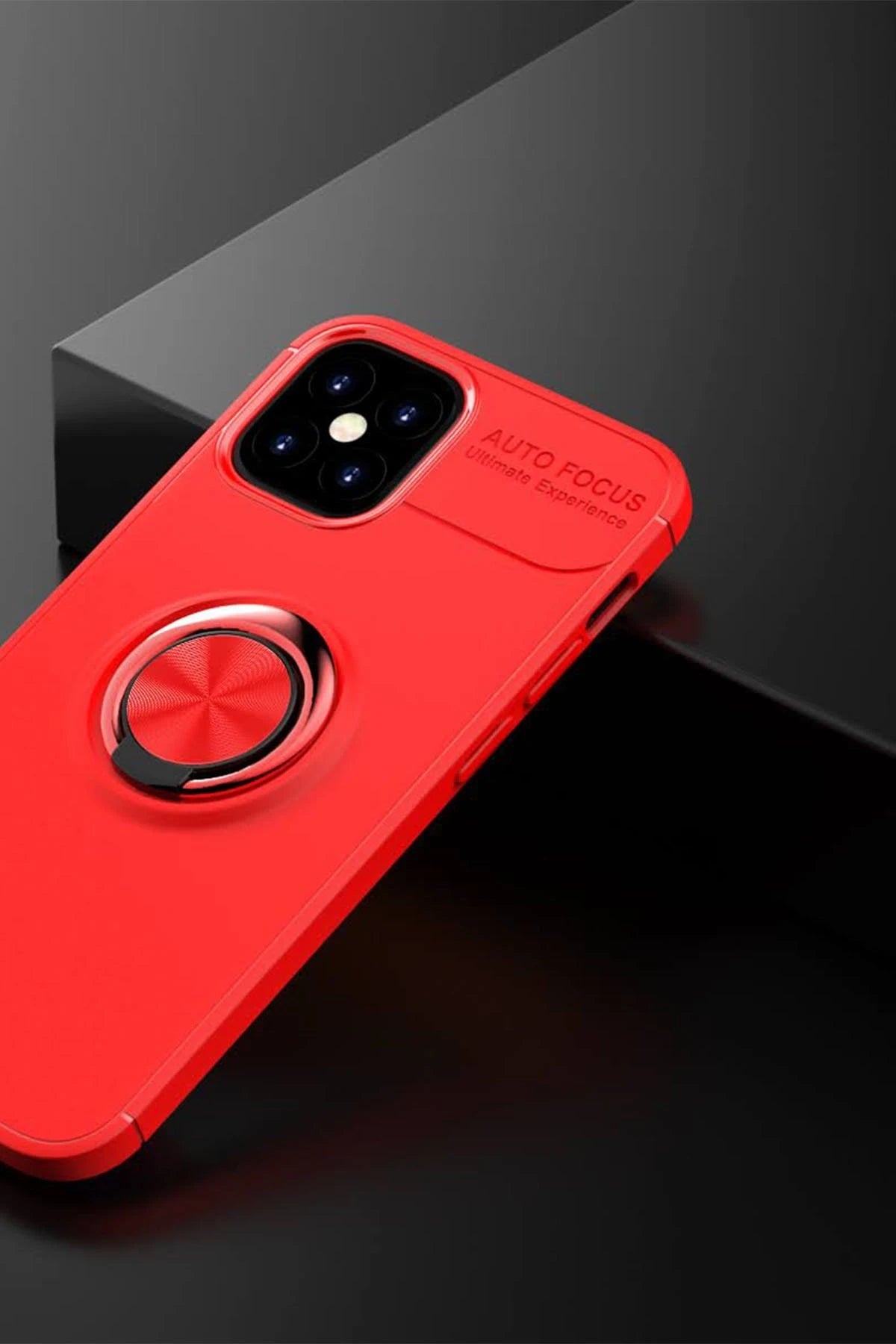 nebaktın Apple iPhone 12 Mini Kılıf Range Yüzüklü Silikon - Kırmızı 2