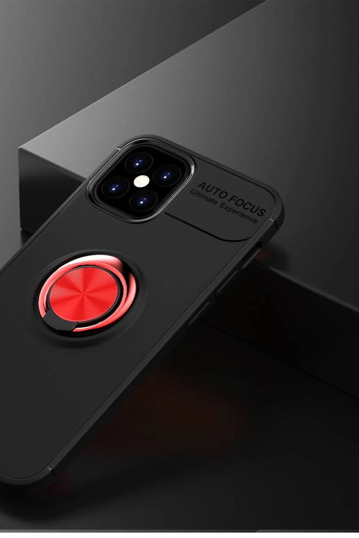 nebaktın Apple iPhone 12 Mini Kılıf Range Yüzüklü Silikon - Siyah-Kırmızı 2