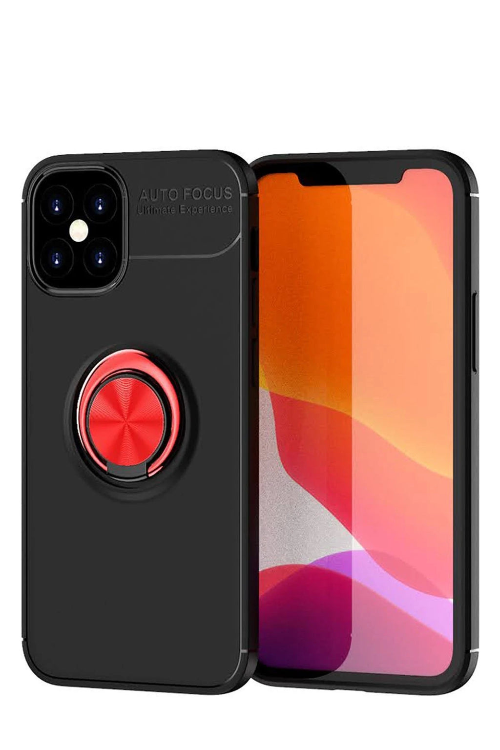 nebaktın Apple iPhone 12 Mini Kılıf Range Yüzüklü Silikon - Siyah-Kırmızı 1