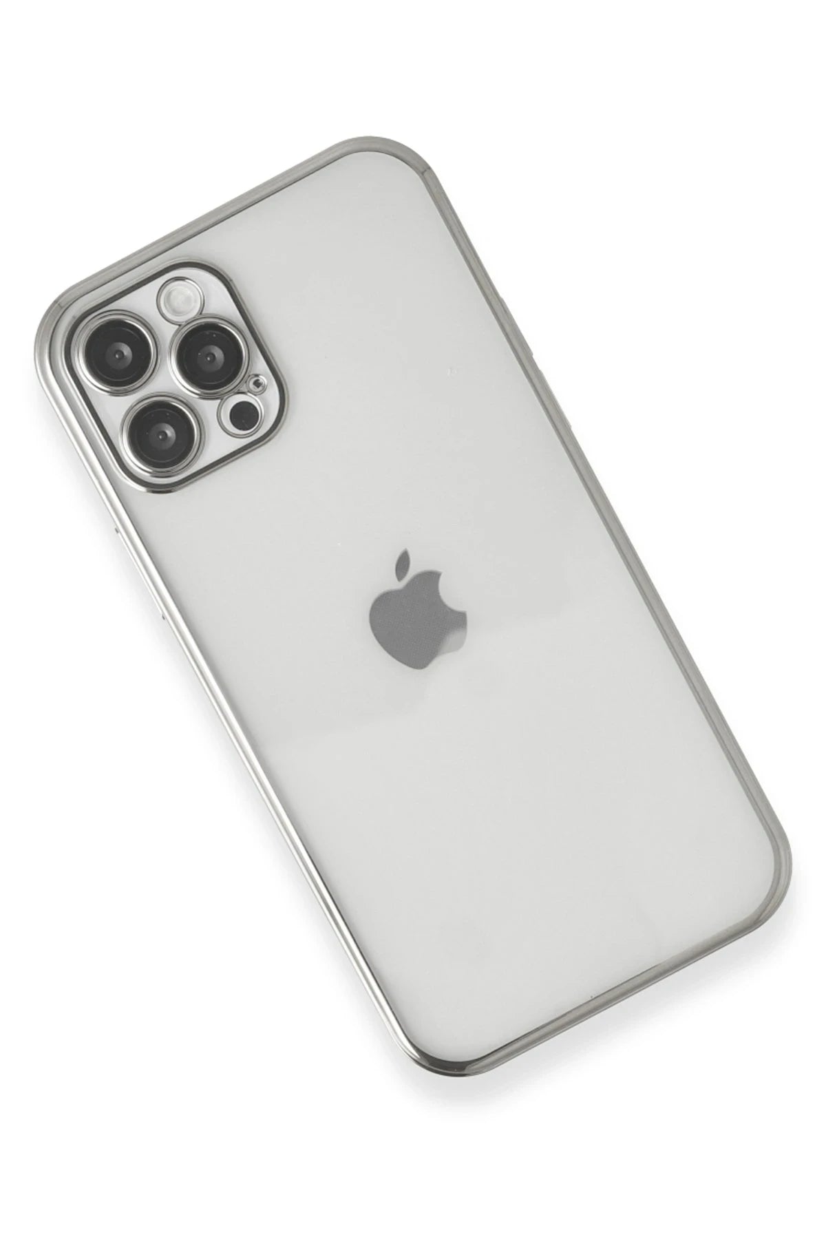 nebaktın Apple iPhone 12 Pro Kılıf Razer Lensli Silikon - Gümüş 2