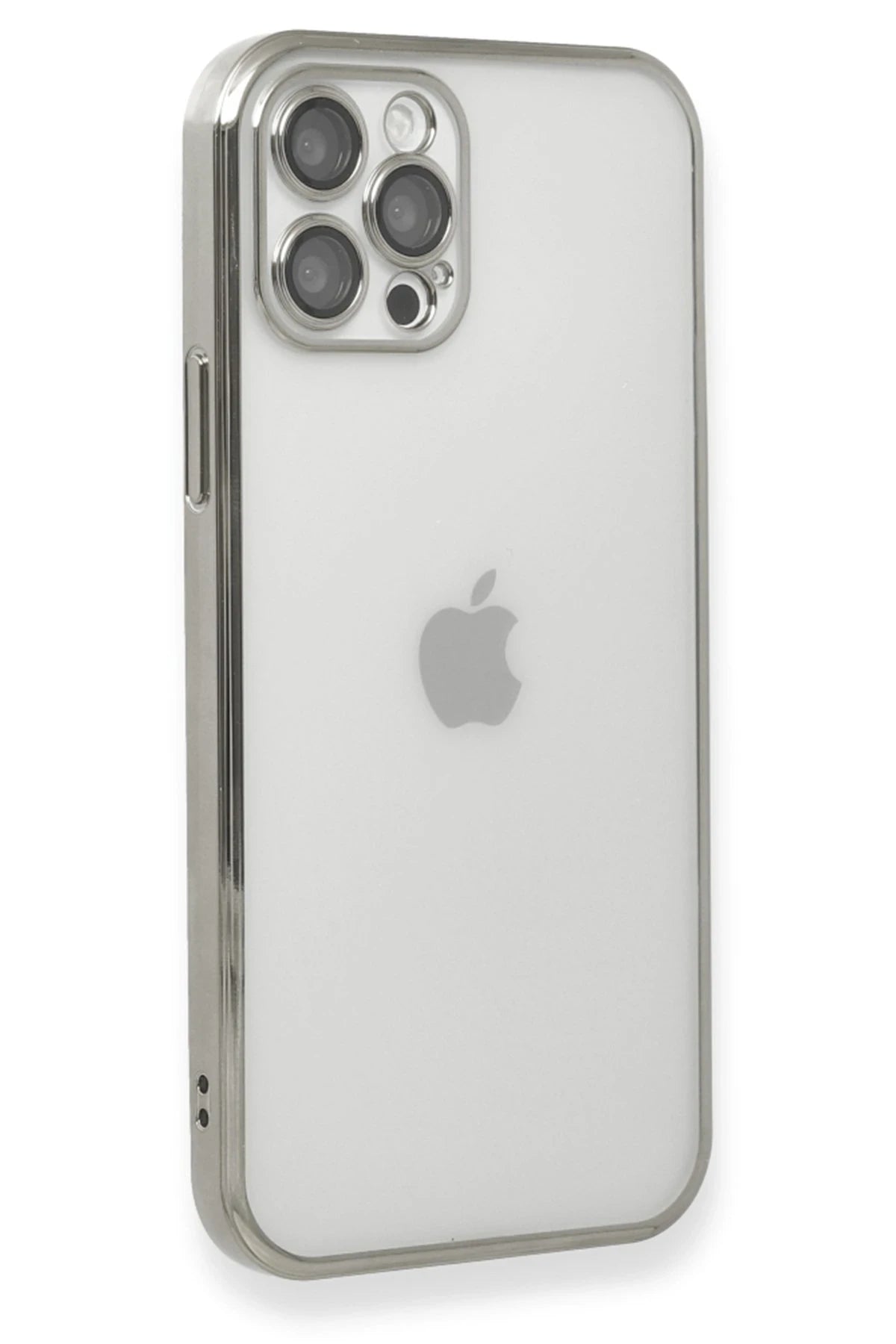 nebaktın Apple iPhone 12 Pro Kılıf Razer Lensli Silikon - Gümüş 3