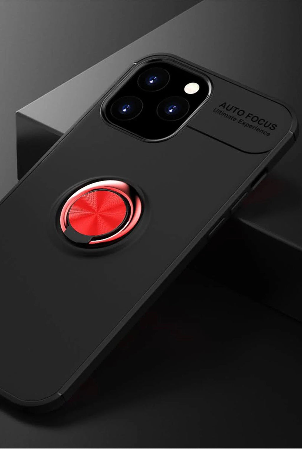 nebaktın Apple iPhone 12 Pro Max Kılıf Range Yüzüklü Silikon - Siyah-Kırmızı 2