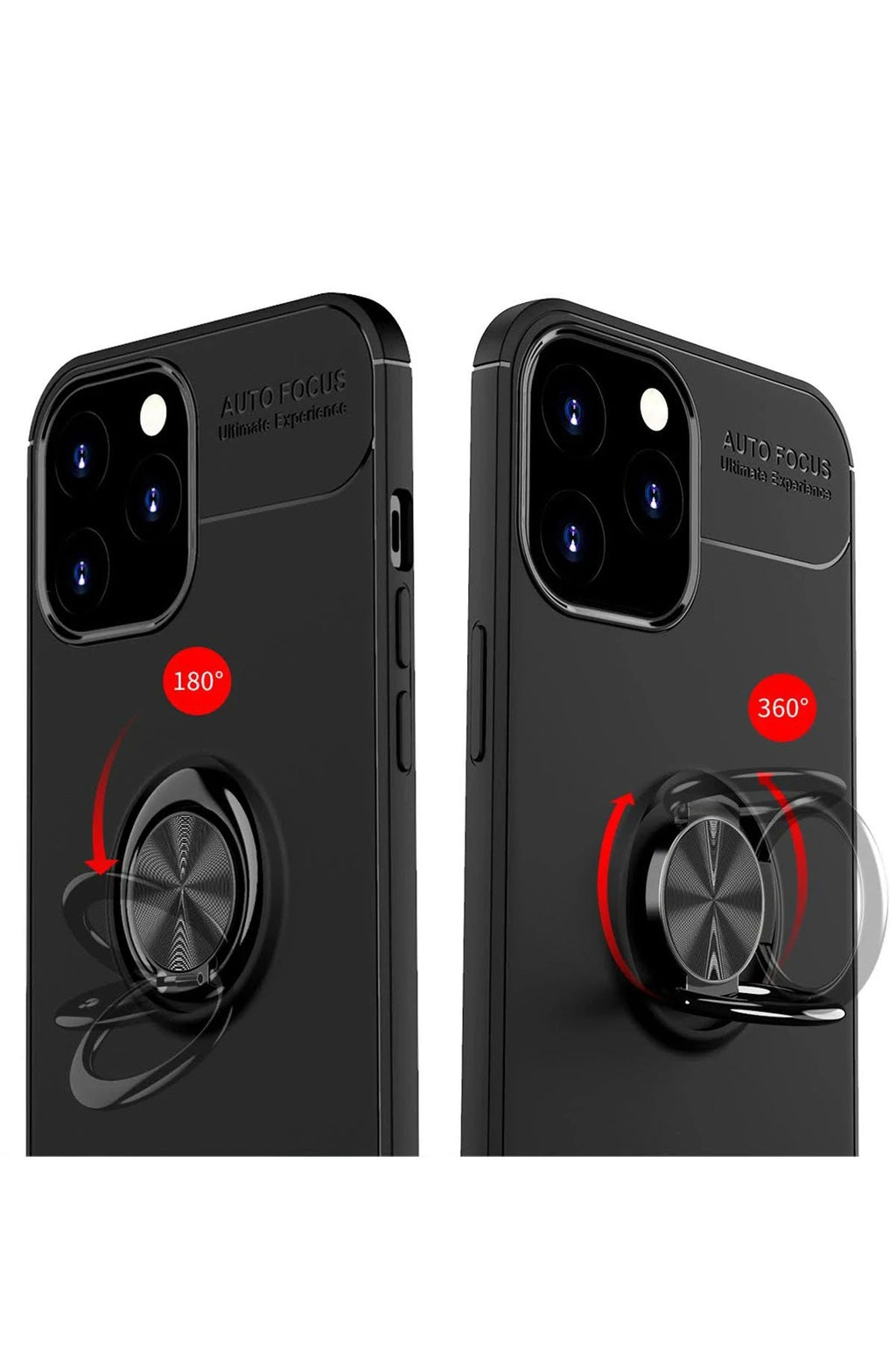 nebaktın Apple iPhone 12 Pro Max Kılıf Range Yüzüklü Silikon - Siyah-Kırmızı 3