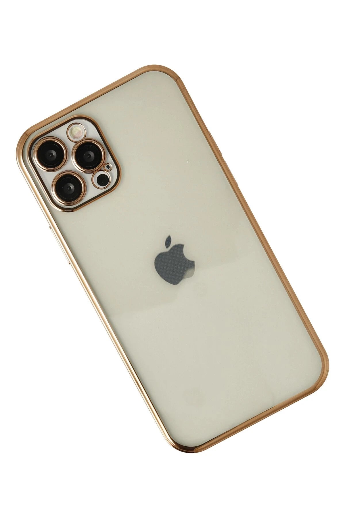 nebaktın Apple iPhone 12 Pro Max Kılıf Razer Lensli Silikon - Gold 2