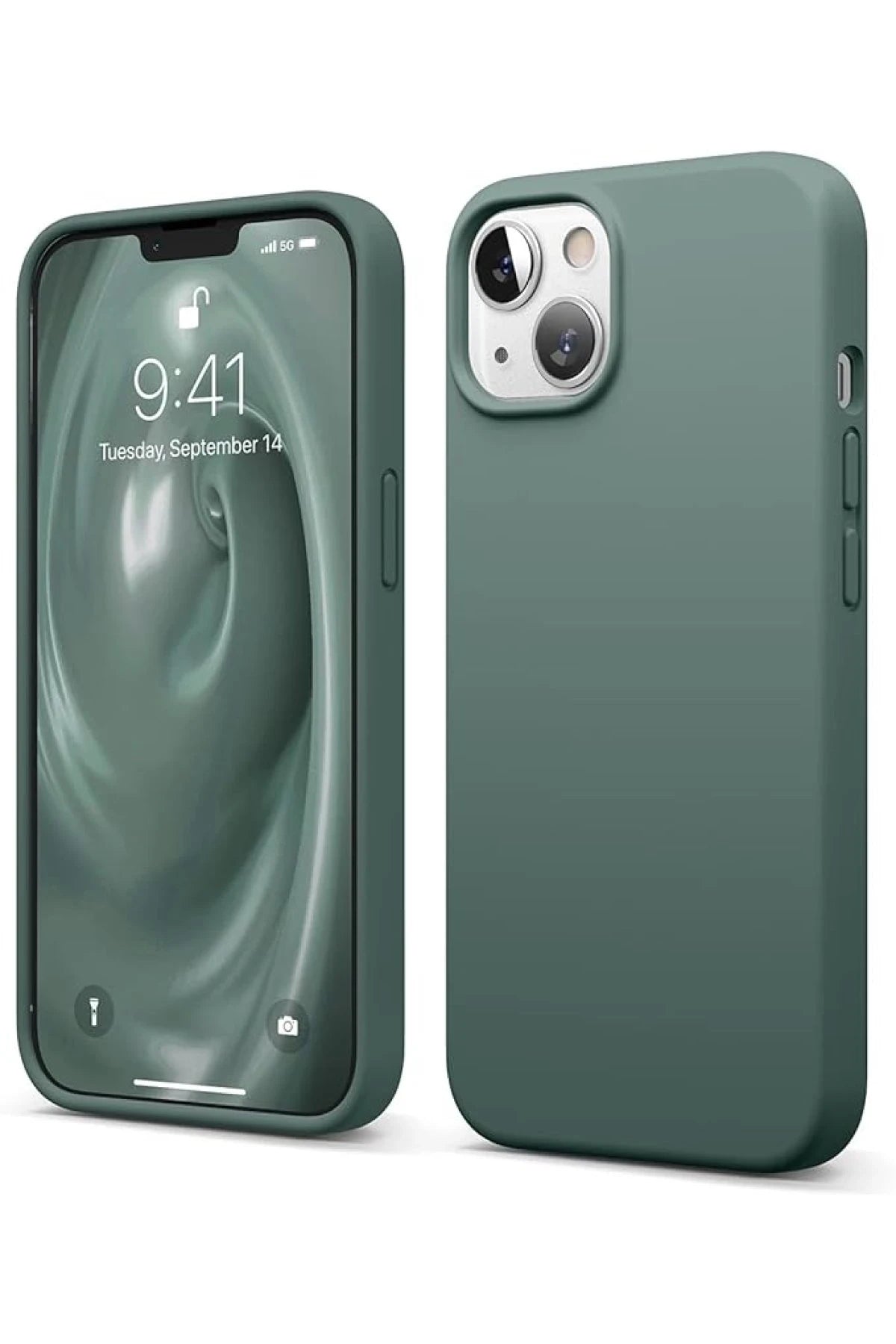 nebaktın Apple iPhone 14 Kılıf First Silikon - Koyu Yeşil 1