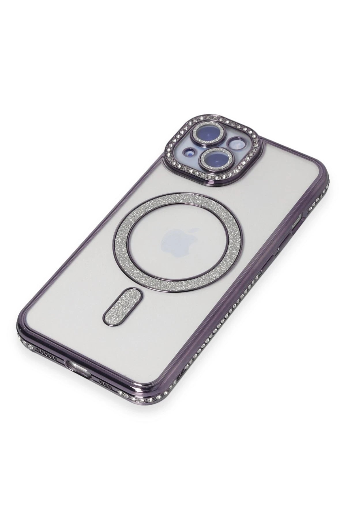nebaktın Apple iPhone 13 Kılıf Joke Simli Magneticsafe Kılıf - Derin Mor 2