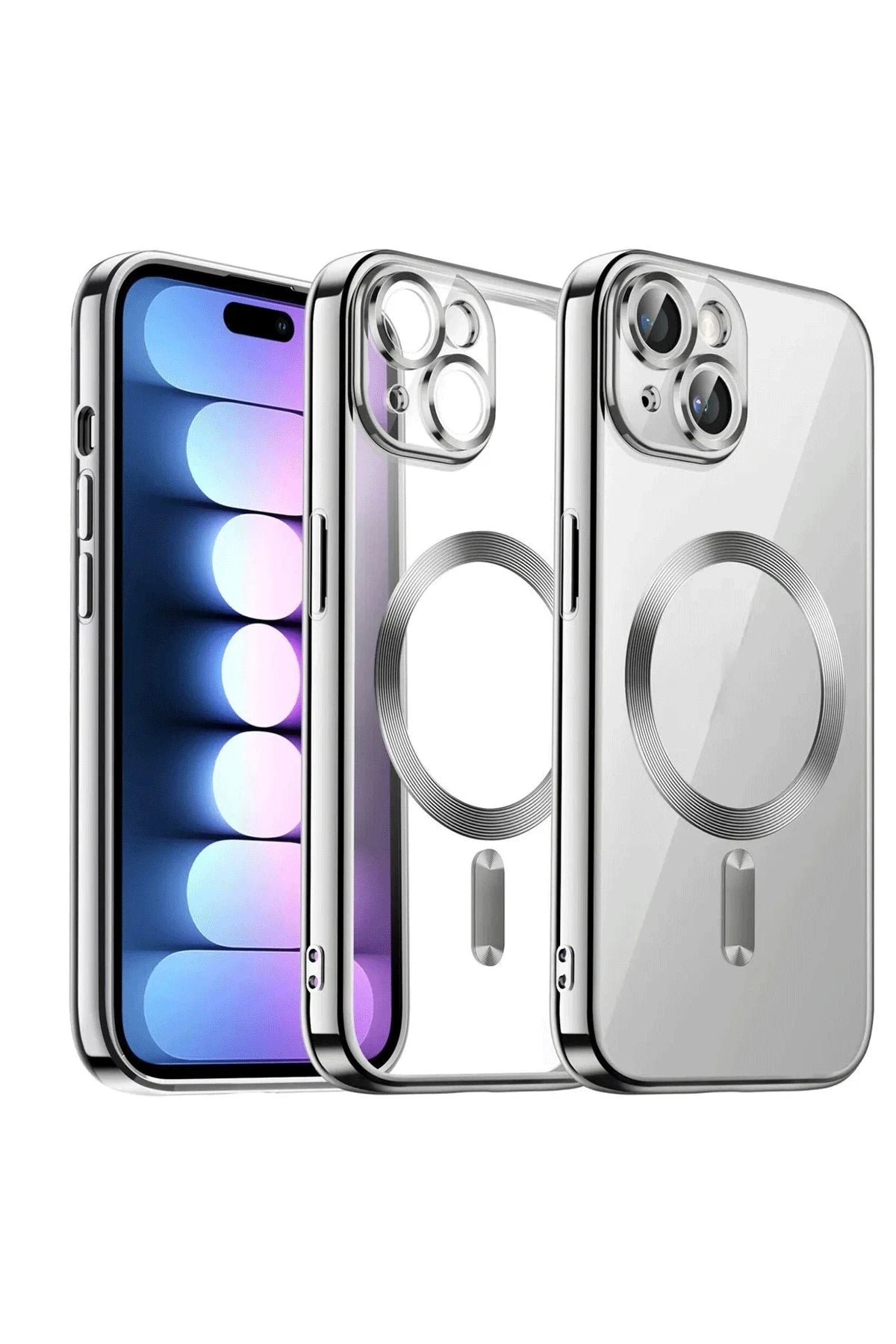 nebaktın Apple iPhone 13 Kılıf Kross Magneticsafe Kapak - Gümüş 1