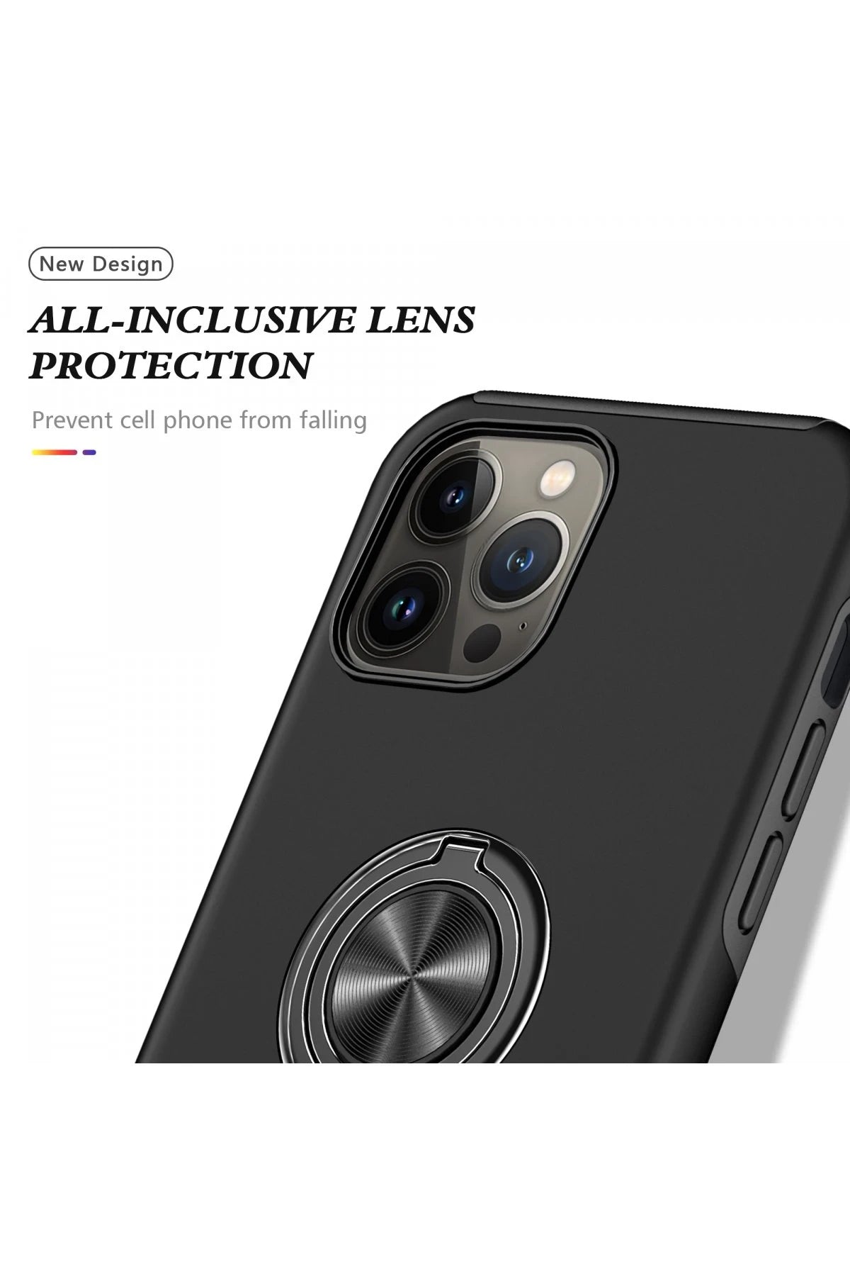 nebaktın Apple iPhone 13 Pro Kılıf Elit Yüzüklü Kapak - Siyah 4