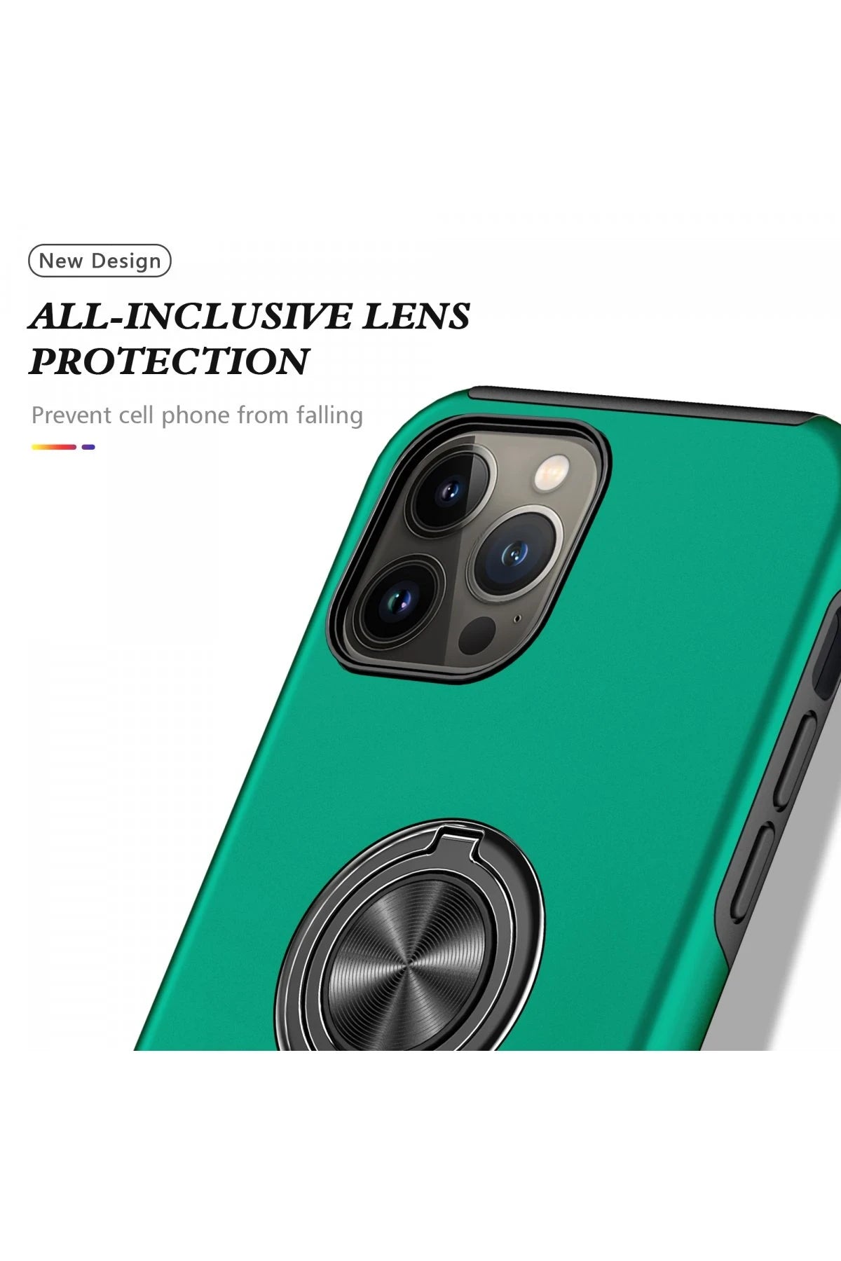 nebaktın Apple iPhone 13 Pro Kılıf Elit Yüzüklü Kapak - Yeşil 4