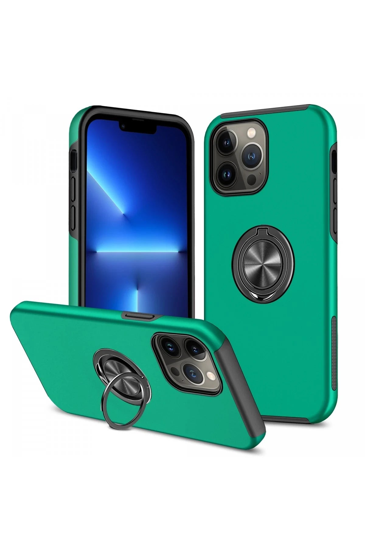 nebaktın Apple iPhone 13 Pro Kılıf Elit Yüzüklü Kapak - Yeşil 1