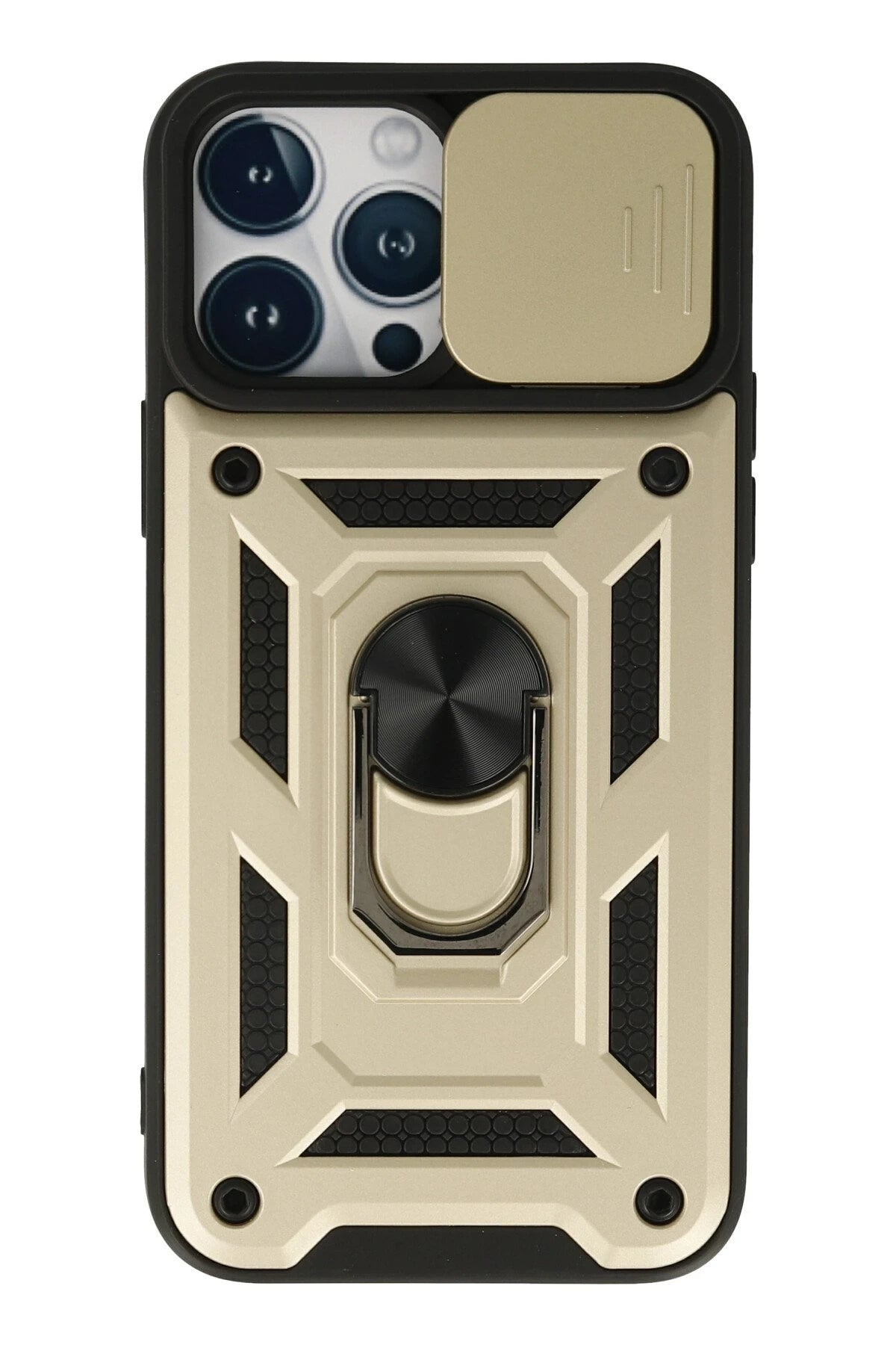 nebaktın Apple iPhone 13 Pro Kılıf Pars Lens Yüzüklü Silikon - Gold 1
