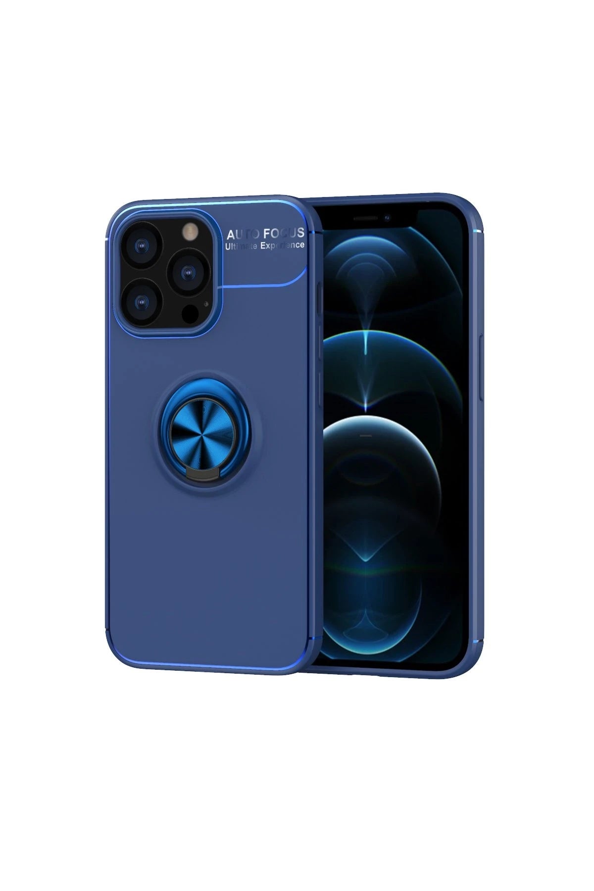 nebaktın Apple iPhone 13 Pro Kılıf Range Yüzüklü Silikon - Mavi 1