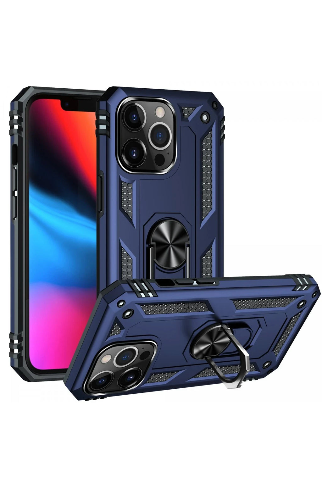 nebaktın Apple iPhone 13 Pro Kılıf Sofya Yüzüklü Silikon Kapak - Lacivert 2