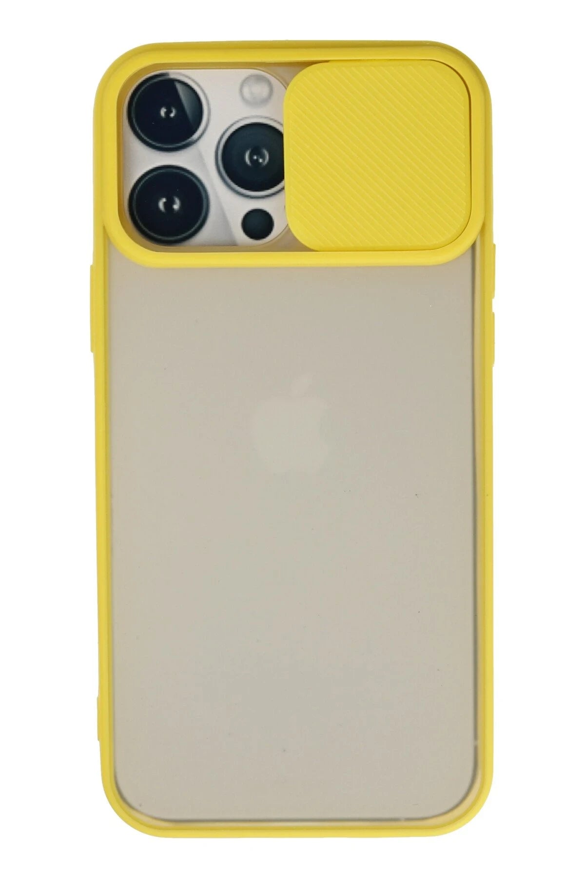 nebaktın Apple iPhone 13 Pro Max Kılıf Palm Buzlu Kamera Sürgülü Silikon - Sarı 1