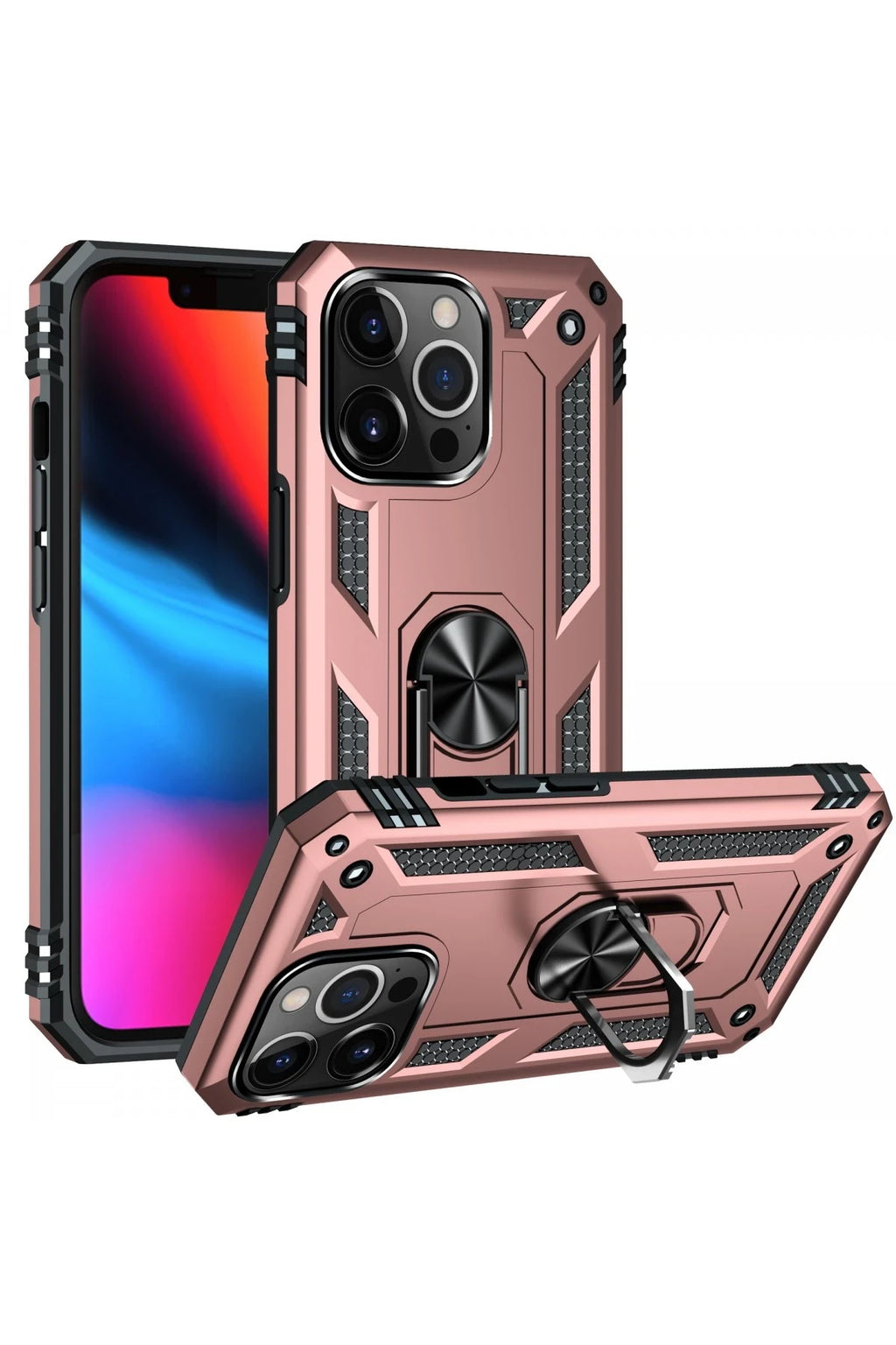 nebaktın Apple iPhone 13 Pro Max Kılıf Sofya Yüzüklü Silikon Kapak - Rose 2