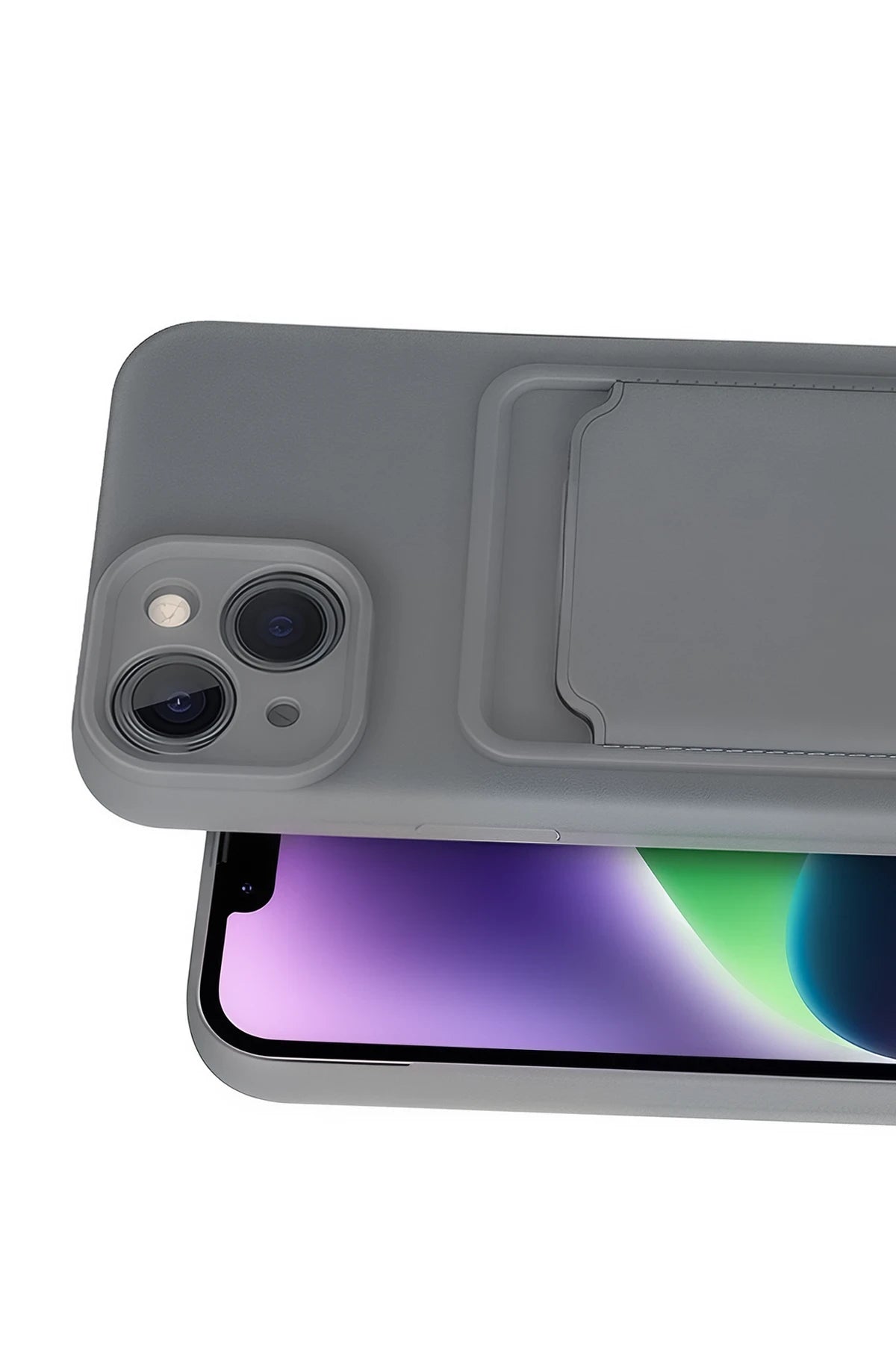 nebaktın Apple iPhone 14 Kılıf Kelvin Kartvizitli Silikon - Gri 2