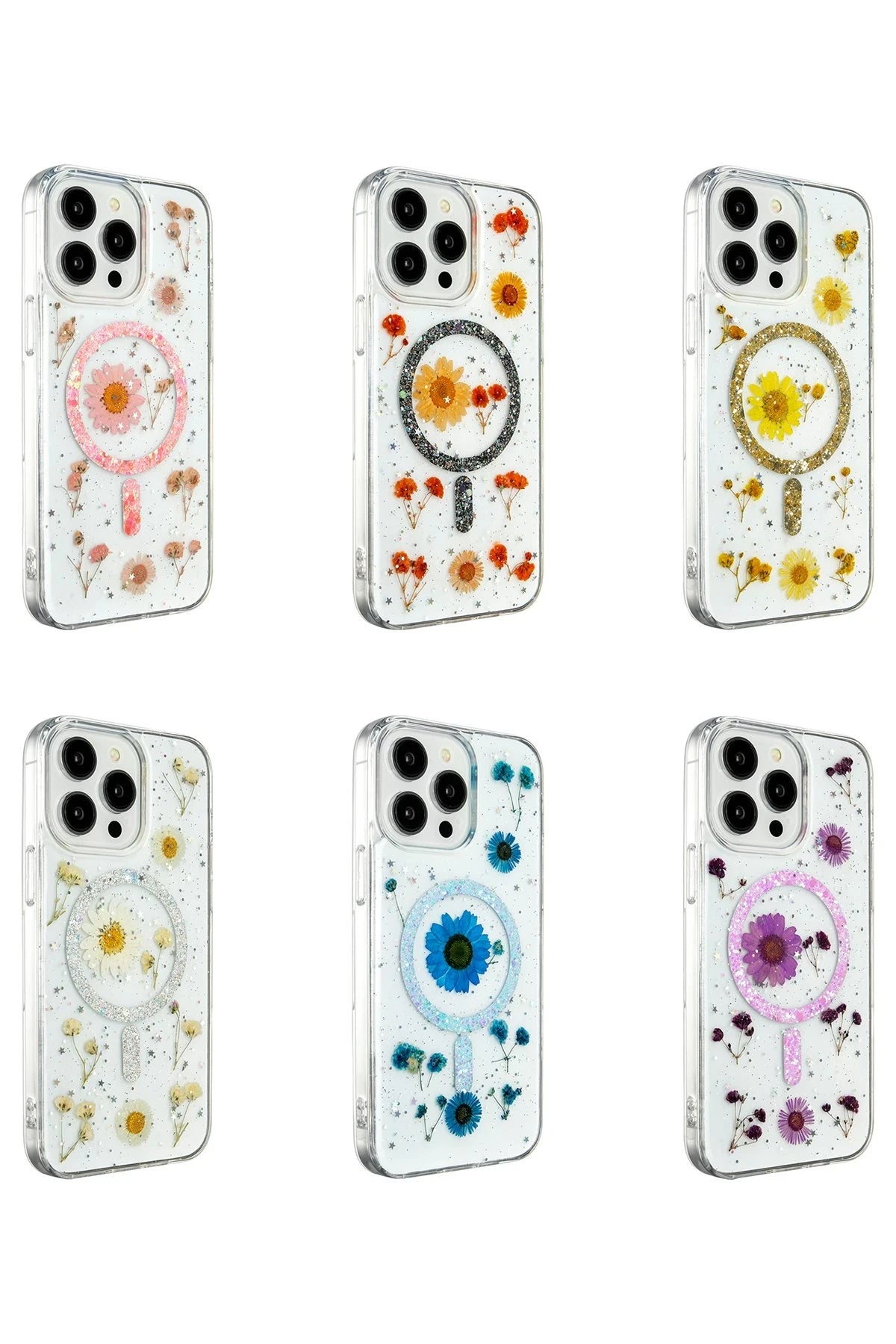 nebaktın Apple iPhone 14 Pro Max Kılıf Daisy Simli Magsafe Kapak - Mavi 2