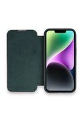 nebaktın Apple iPhone 14 Pro Max Kılıf Dolpin Kapaklı - Koyu Yeşil 1