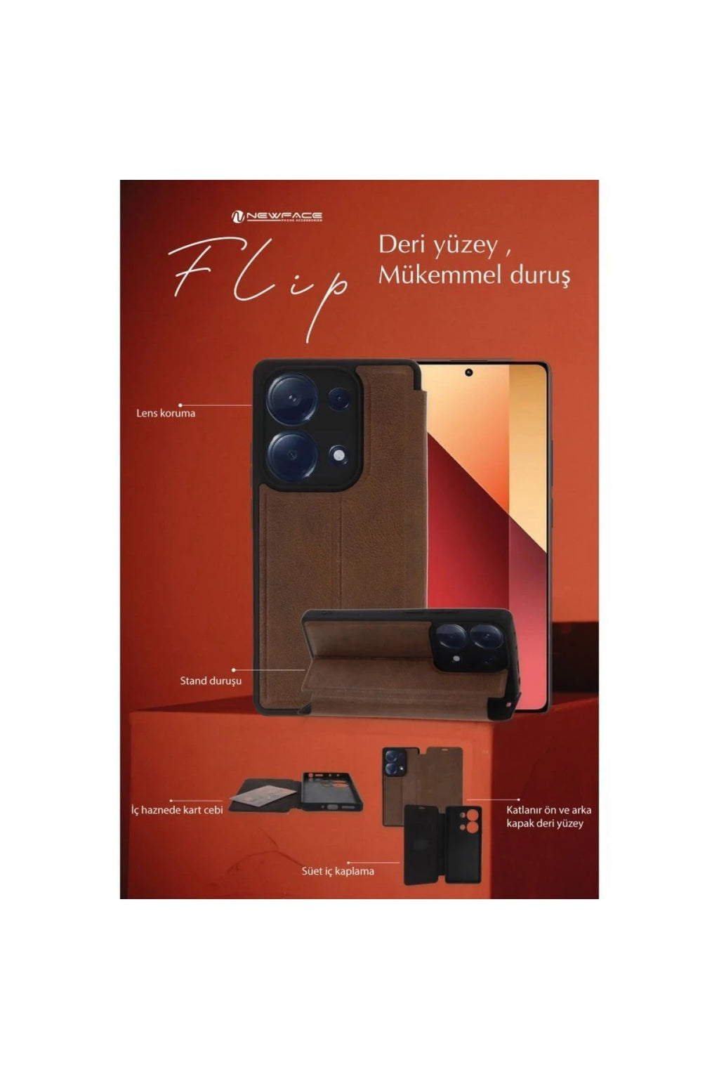 nebaktın Apple iPhone 14 Pro Max Kılıf Flip Cover - Taba 2