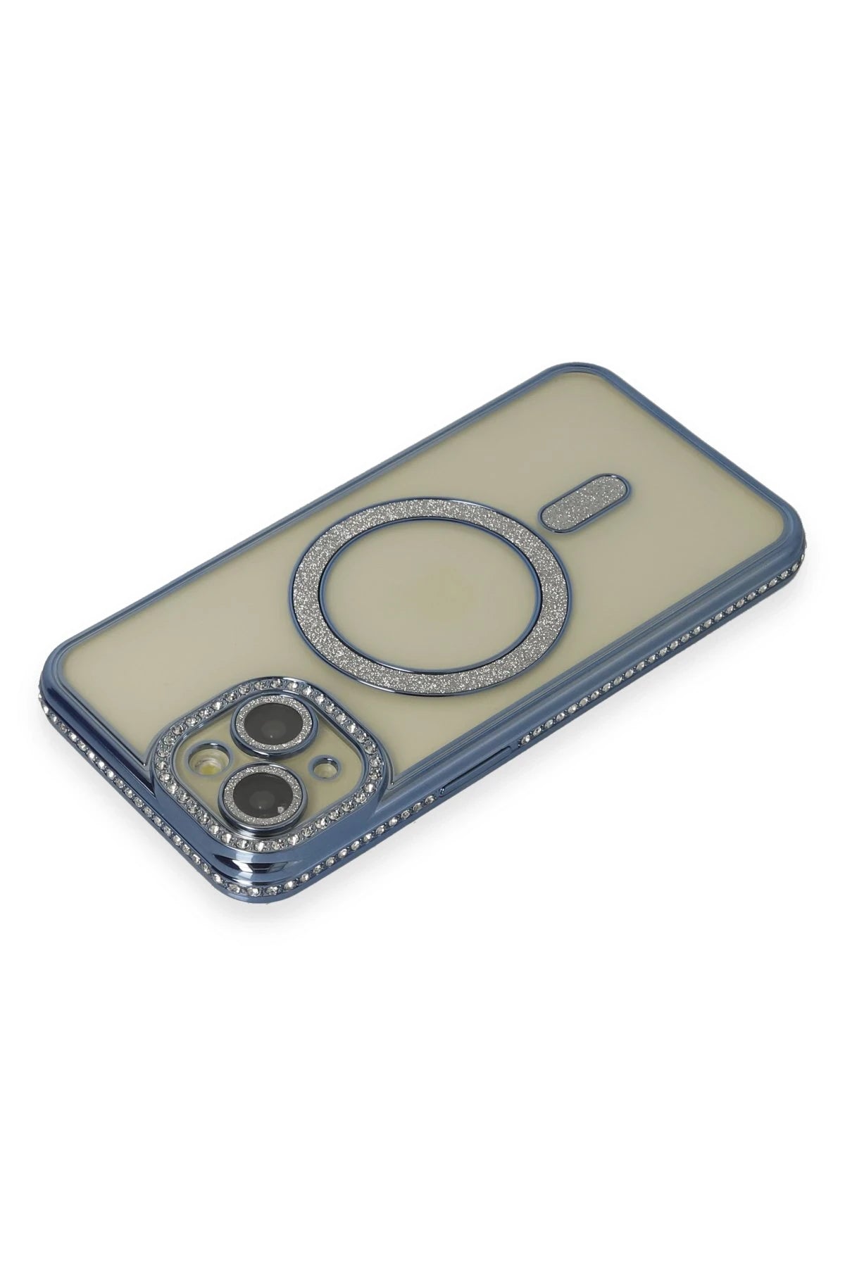 nebaktın Apple iPhone 15 Kılıf Joke Simli Magneticsafe Kılıf - Lacivert 2