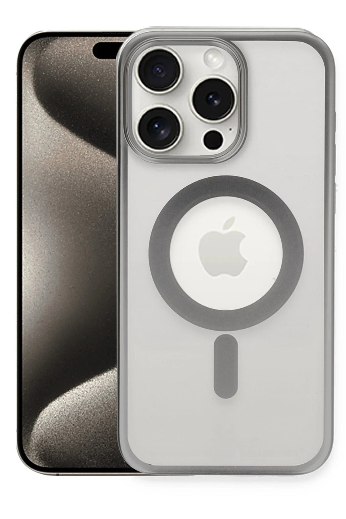 nebaktın Apple iPhone 15 Pro Kılıf Erozi Magsafe Kapak - Gümüş 1