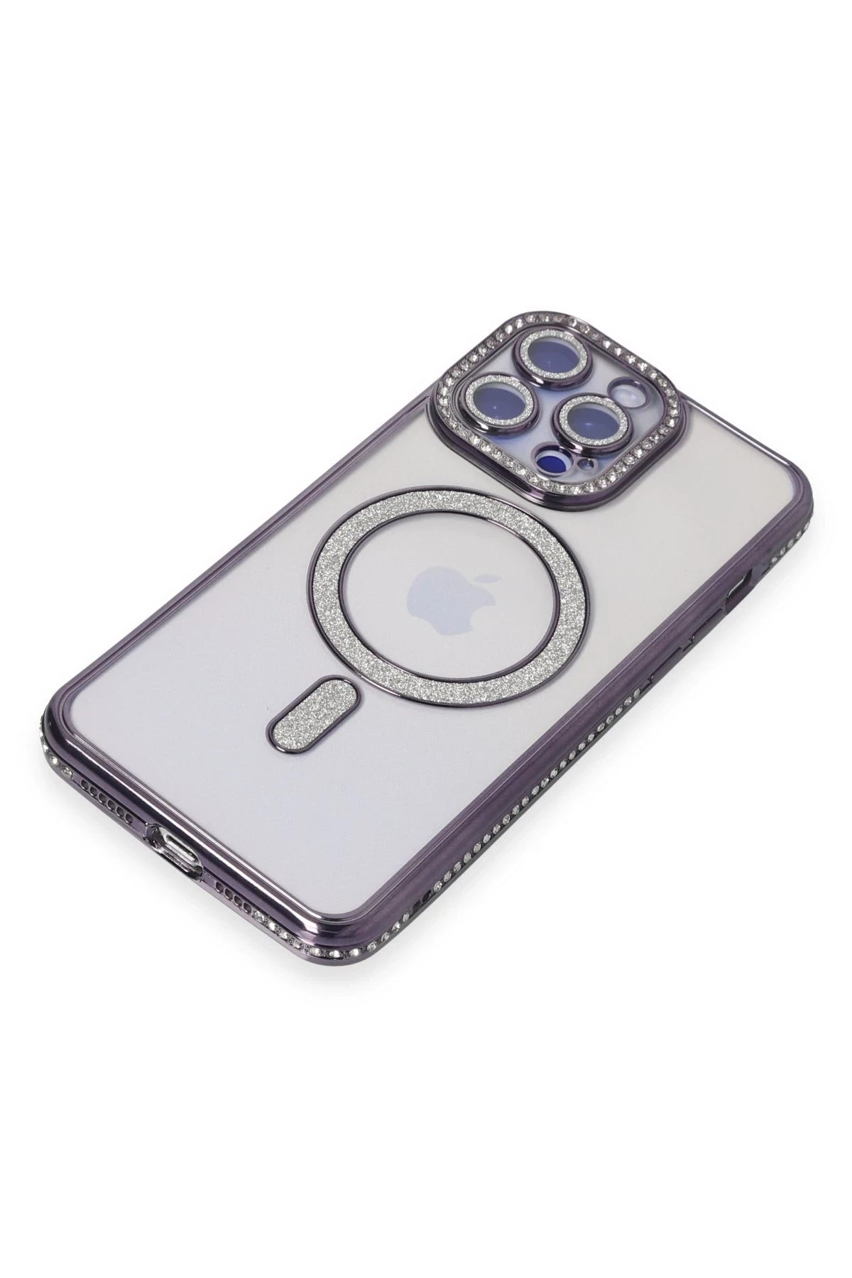 nebaktın Apple iPhone 15 Pro Kılıf Joke Simli Magneticsafe Kılıf - Derin Mor 3