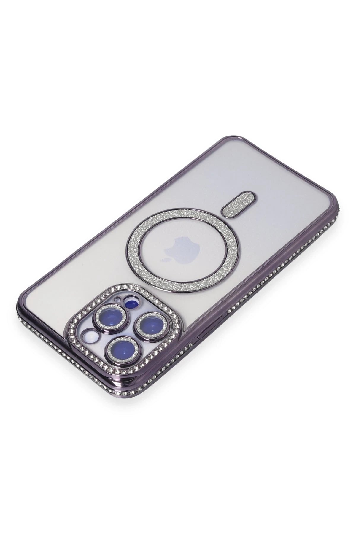 nebaktın Apple iPhone 15 Pro Kılıf Joke Simli Magneticsafe Kılıf - Derin Mor 2