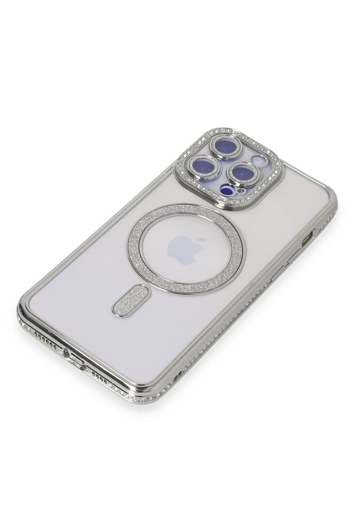 nebaktın Apple iPhone 15 Pro Kılıf Joke Simli Magneticsafe Kılıf - Gümüş 3
