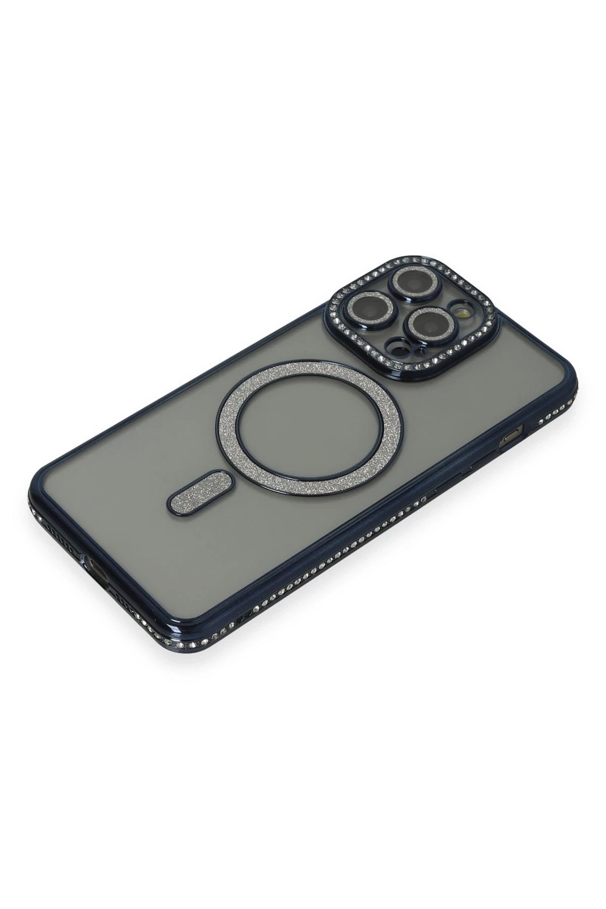 nebaktın Apple iPhone 15 Pro Kılıf Joke Simli Magneticsafe Kılıf - Lacivert 3