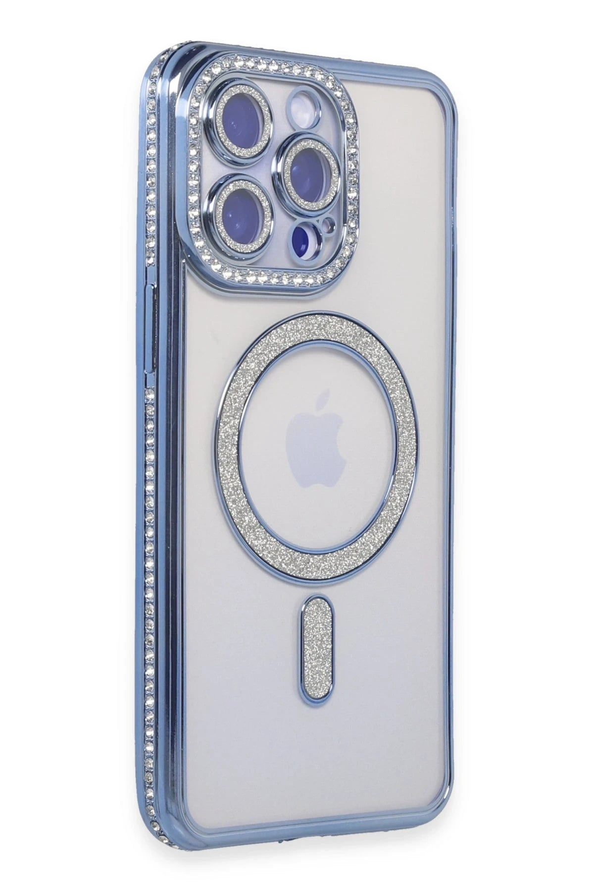 nebaktın Apple iPhone 15 Pro Kılıf Joke Simli Magneticsafe Kılıf - Mavi 1