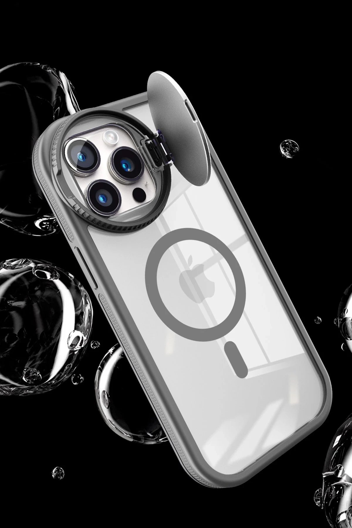 nebaktın Apple iPhone 15 Pro Kılıf Teleskop Lens Magsafe Silikon Kapak - Siyah 4