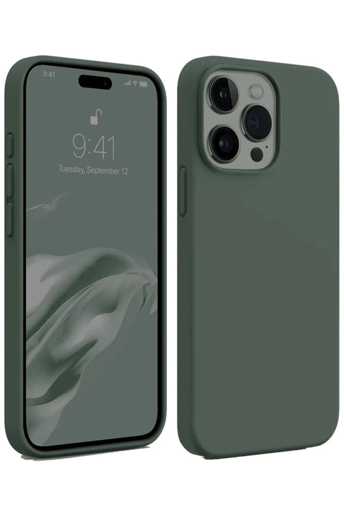 nebaktın Apple iPhone 15 Pro Max Kılıf First Silikon - Koyu Yeşil 1