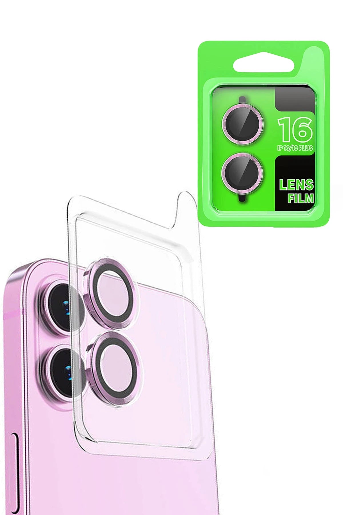 nebaktın Apple iPhone 16 Plus Raze Metal Kamera Lens - Pembe 1
