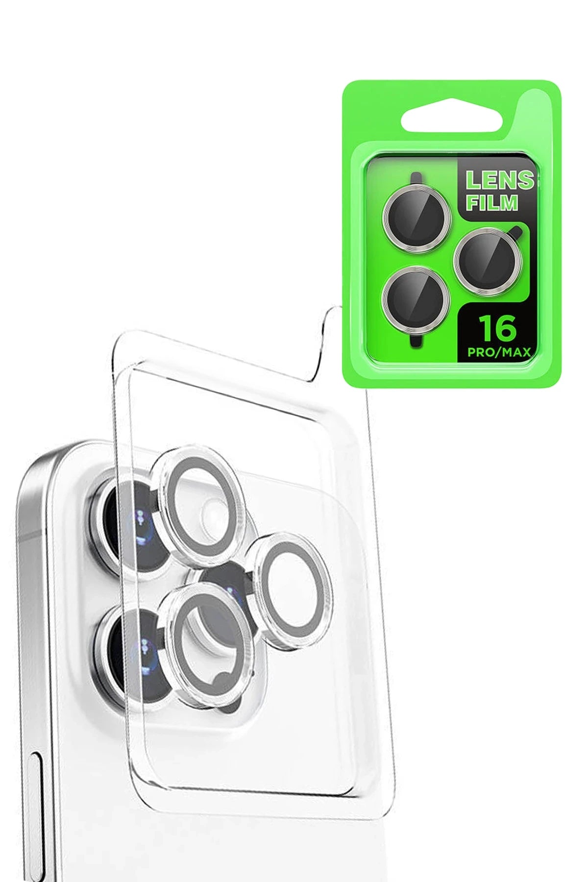 nebaktın Apple iPhone 16 Pro Max Raze Metal Kamera Lens - Beyaz 1