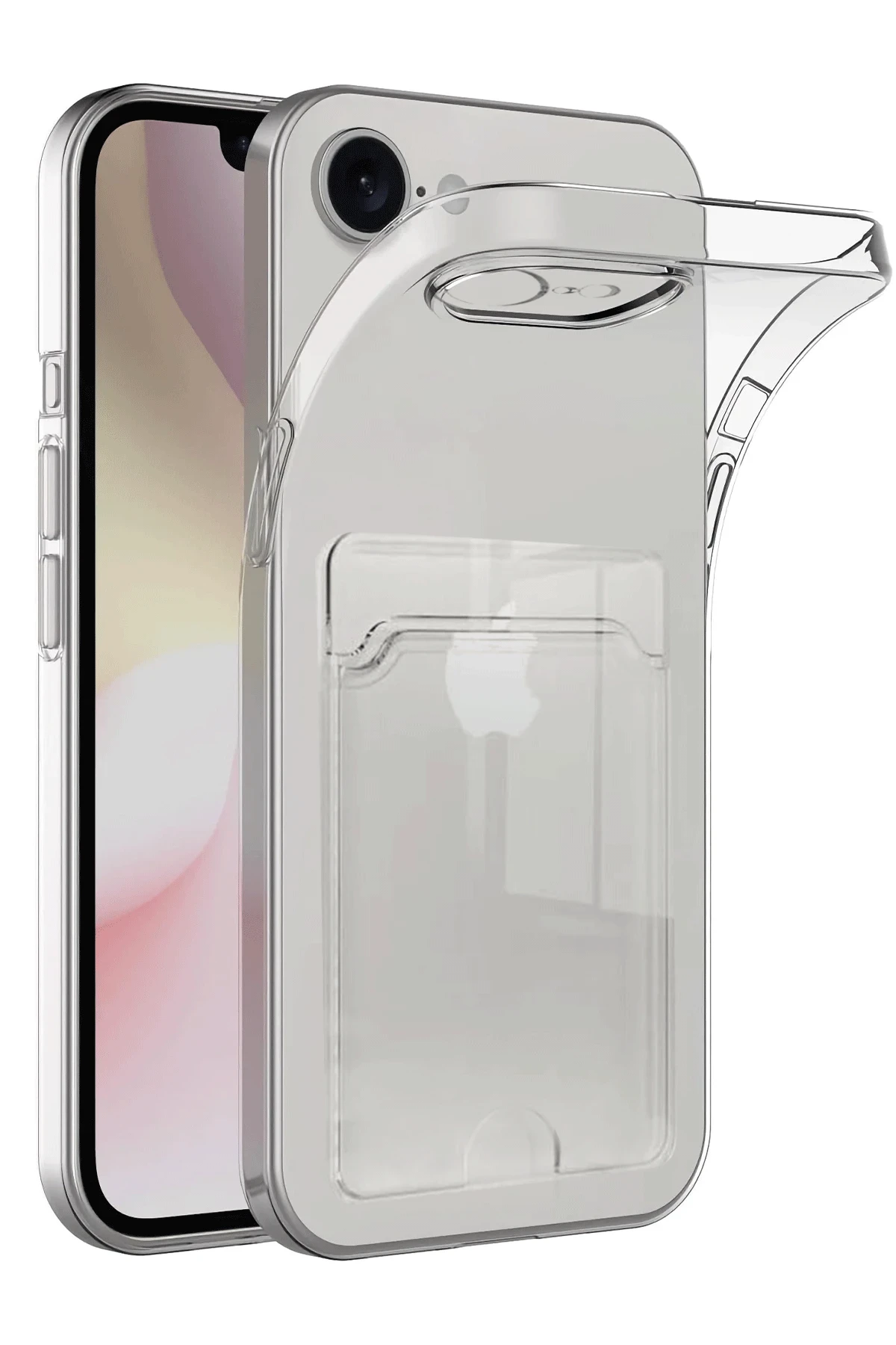 nebaktın Apple iPhone 16E Kılıf Kart Şeffaf Silikon - Şeffaf 1