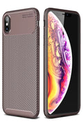 nebaktın Apple iPhone XS Max Kılıf Auto Focus Karbon Kapak - Kahverengi 1
