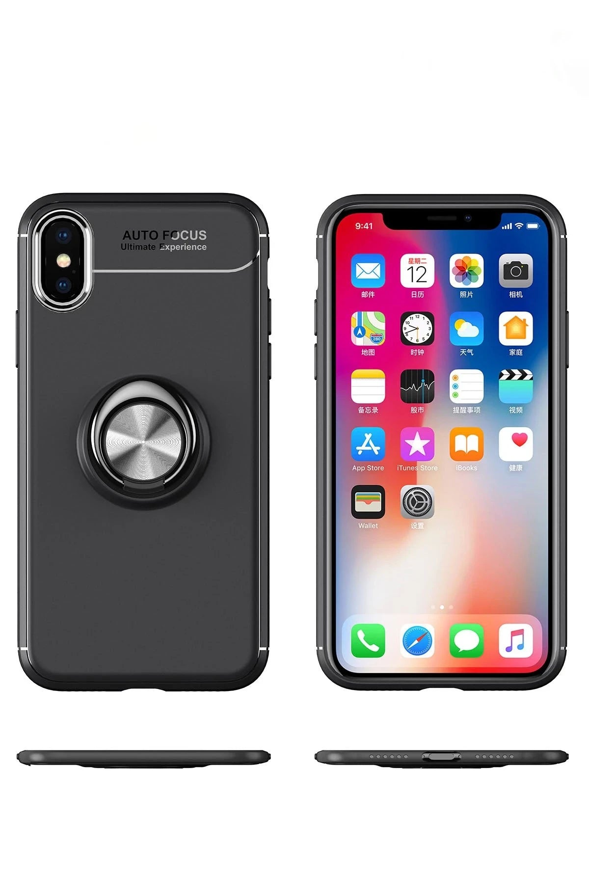 nebaktın Apple iPhone XS Max Kılıf Range Yüzüklü Silikon - Siyah 6