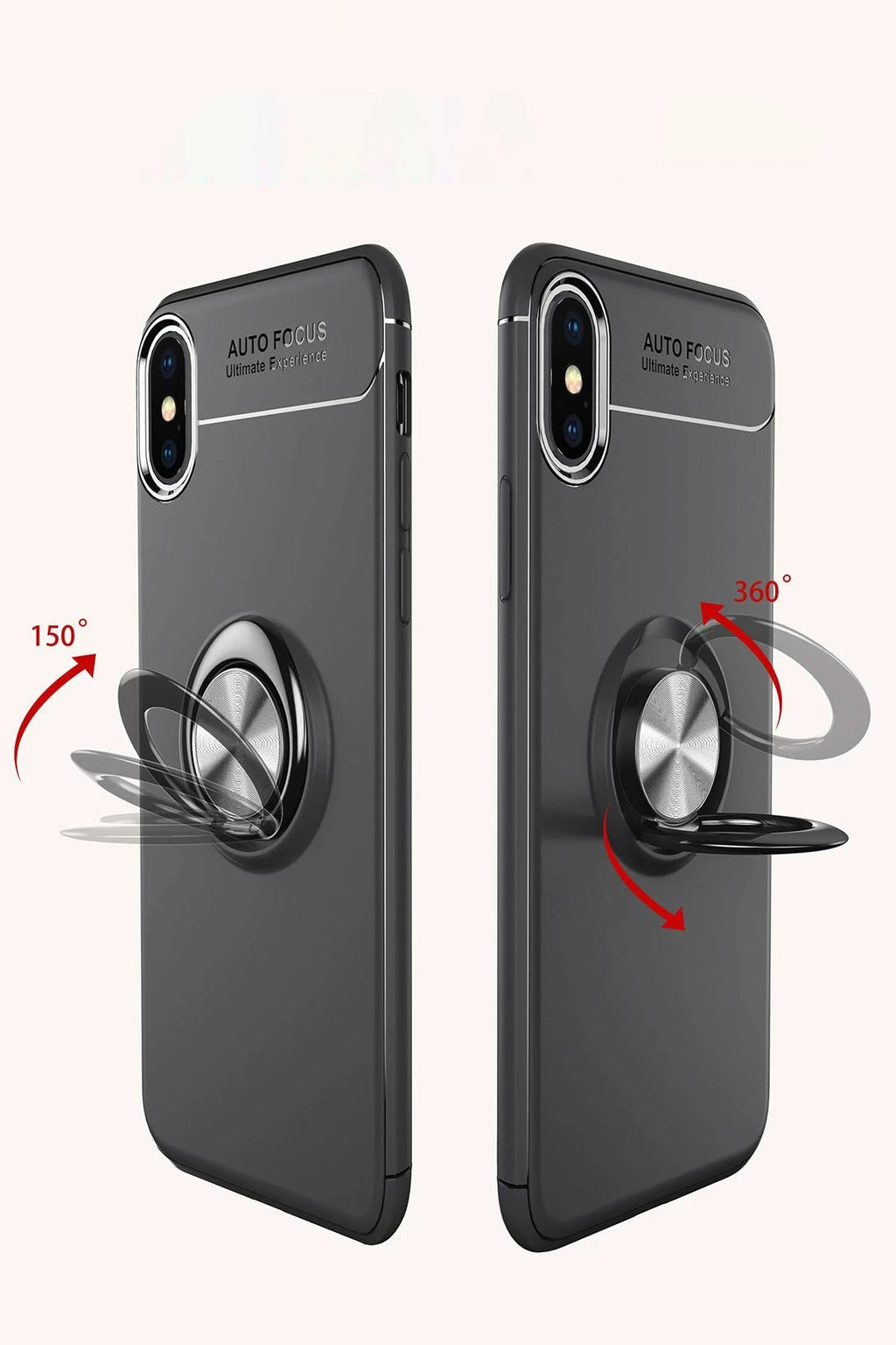 nebaktın Apple iPhone XS Max Kılıf Range Yüzüklü Silikon - Siyah-Gold 4