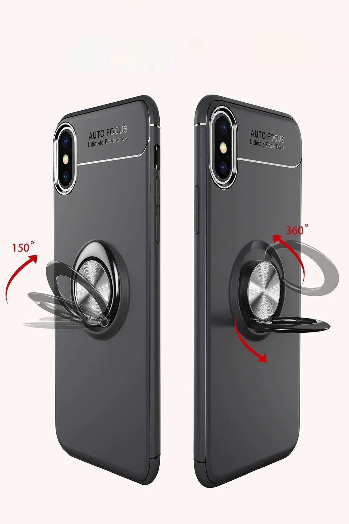 nebaktın Apple iPhone XS Max Kılıf Range Yüzüklü Silikon - Siyah-Gold 4