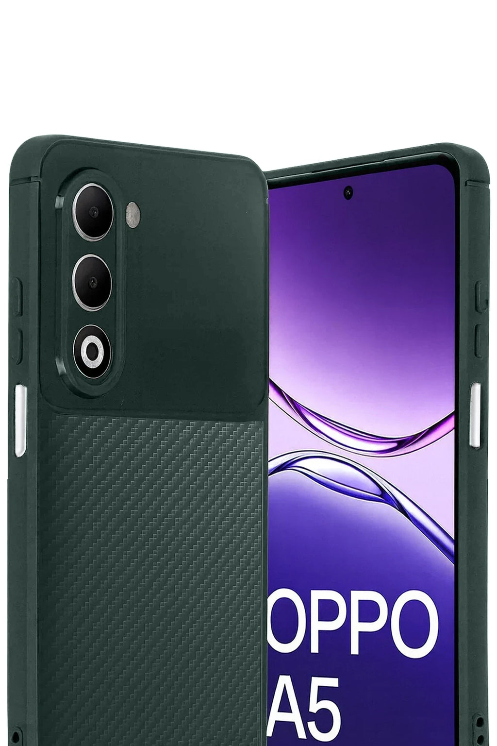 nebaktın Oppo A5 4G Auto Focus Karbon Kapak - Koyu Yeşil 2
