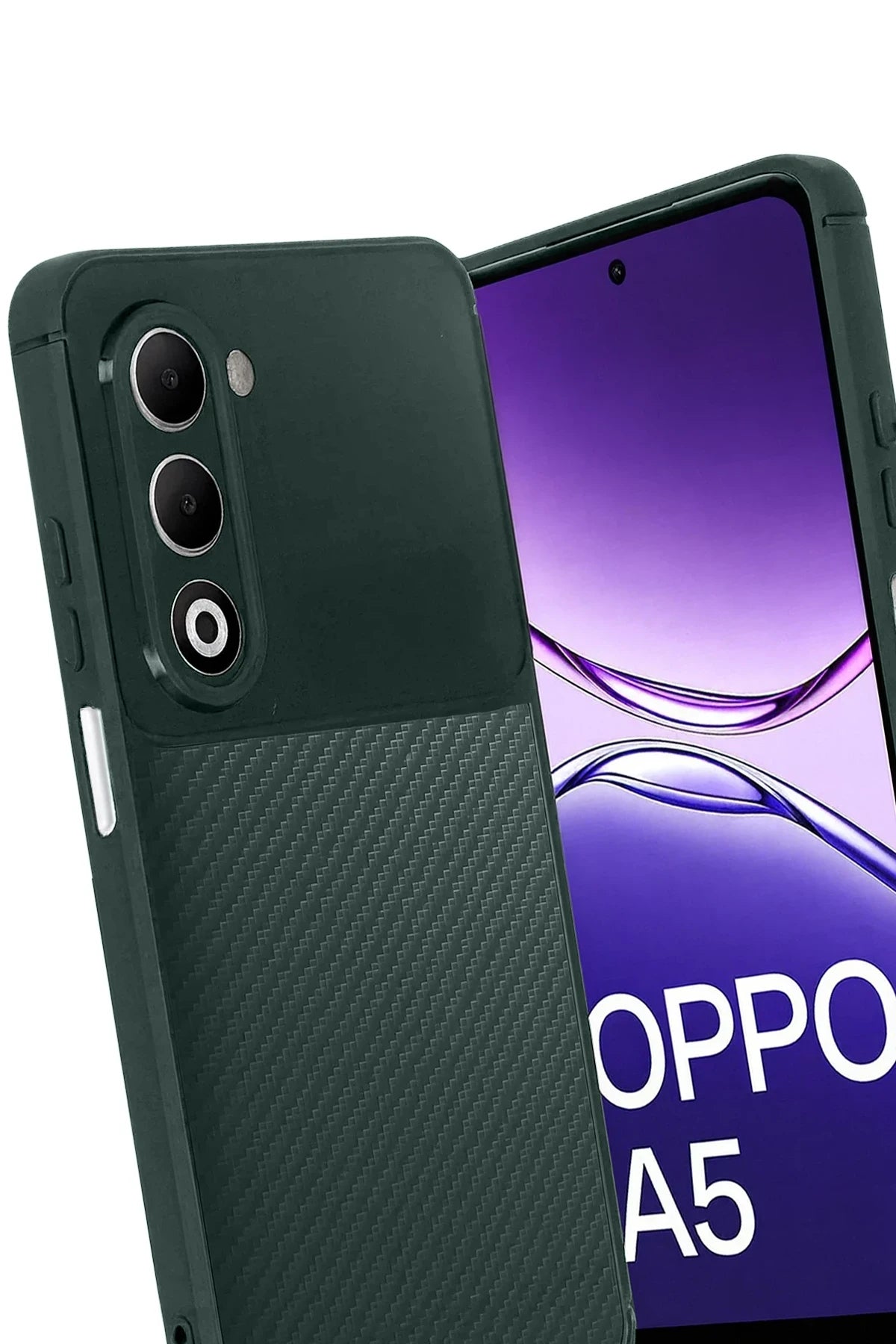 nebaktın Oppo A5 4G Auto Focus Karbon Kapak - Koyu Yeşil 3