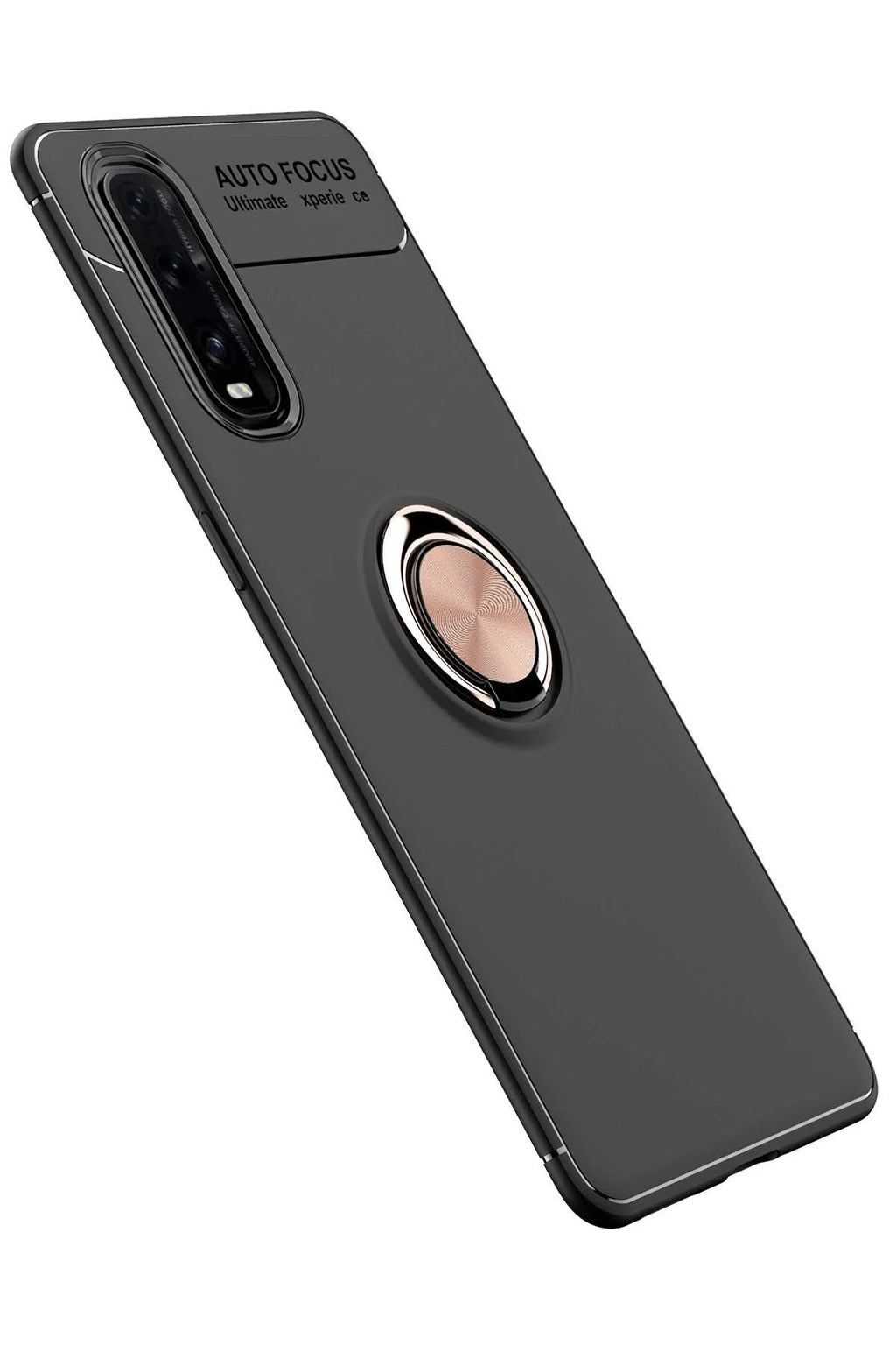nebaktın Oppo Find X2 Kılıf Range Yüzüklü Silikon - Siyah-Gold 2