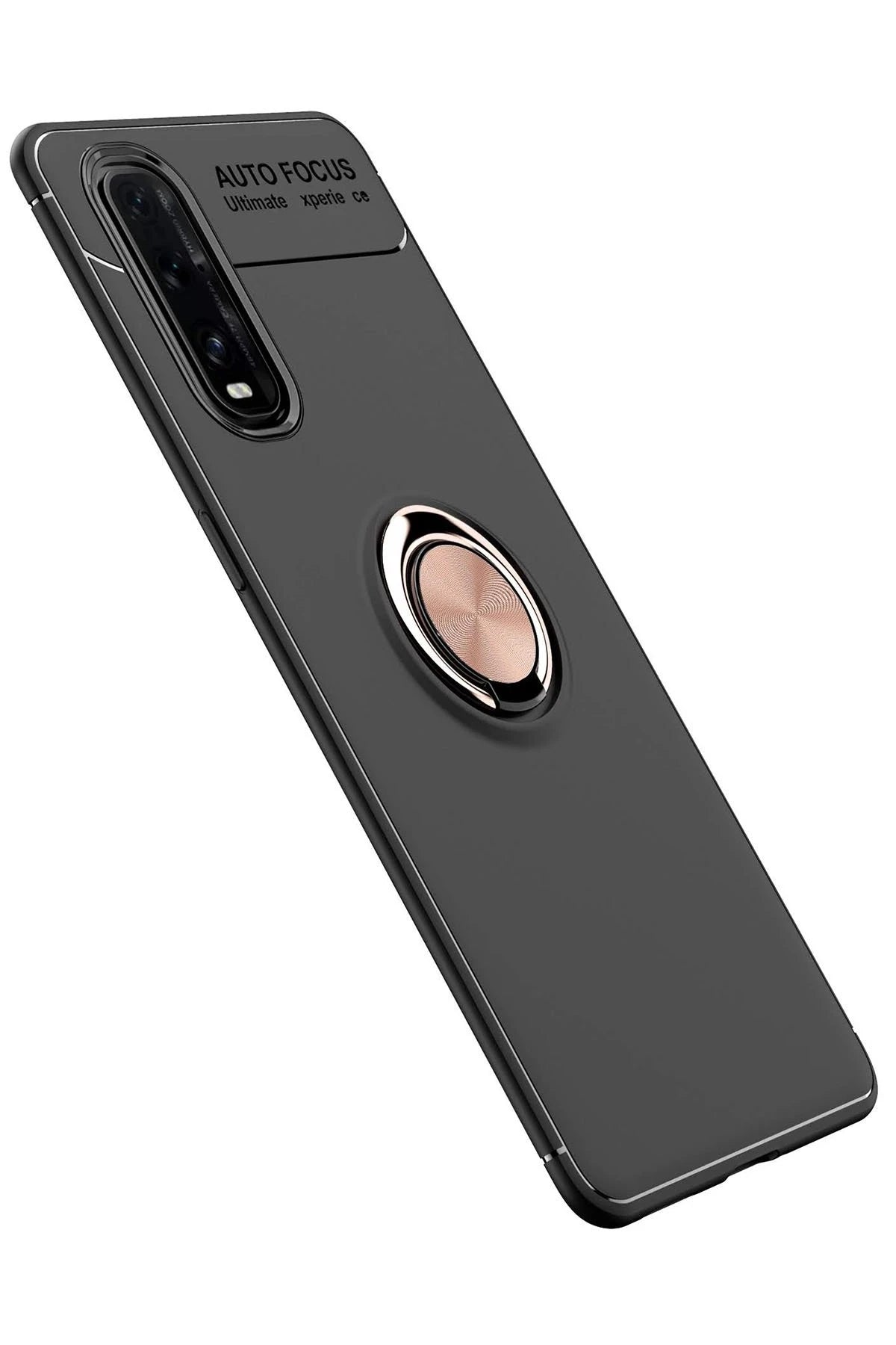 nebaktın Oppo Find X2 Kılıf Range Yüzüklü Silikon - Siyah-Gold 2